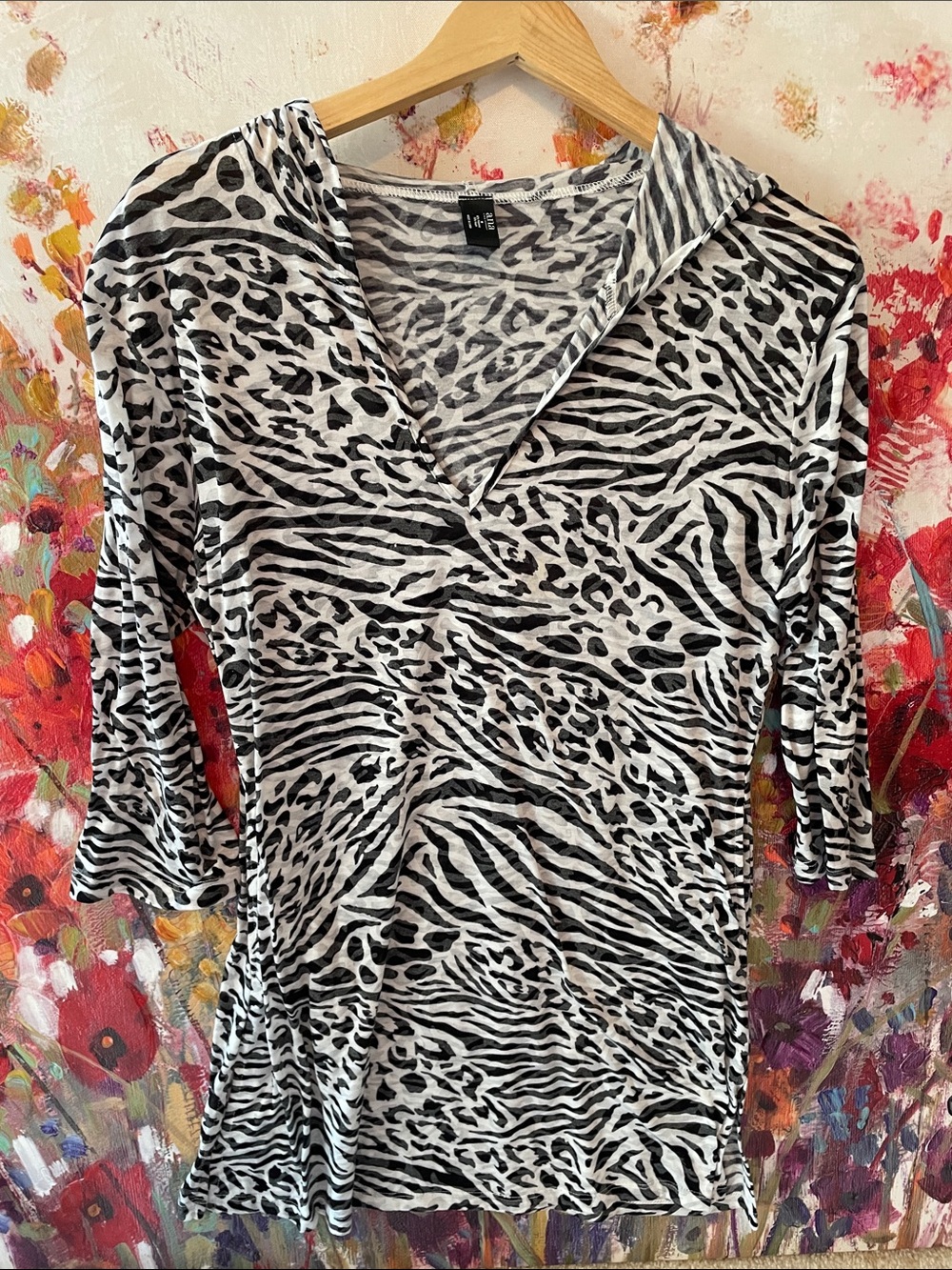 a.n.a Black and White Animal Print Swim Cover up